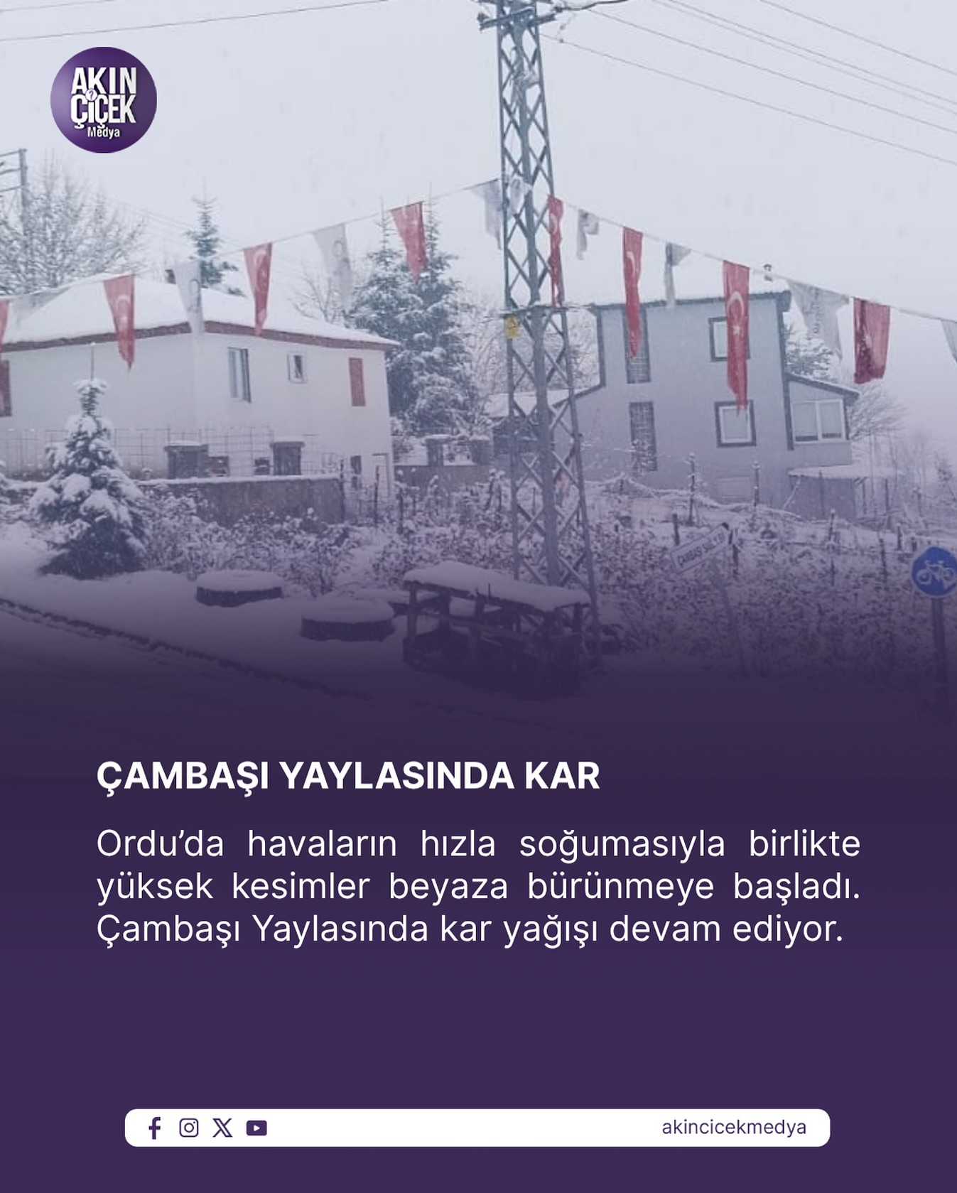 Çambaşı Yaylasında kar yağışı devam ediyor.