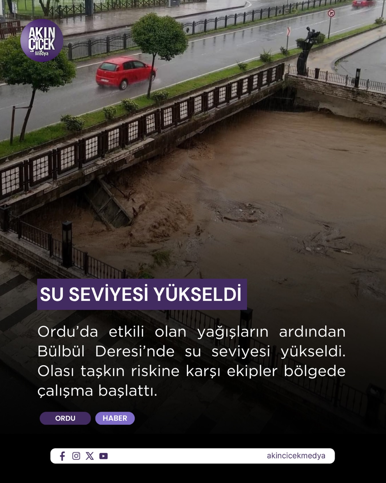 Ordu’da etkili olan yağışların ardından Bülbül Deresi’nde su seviyesi yükseldi. Yüksek kesimlerde yağışların devam ettiği öğrenilirken, olası kanalizasyon taşmaları ve su baskınlarına karşı ekipler bölgede tedbir amaçlı çalışmalara başladı.