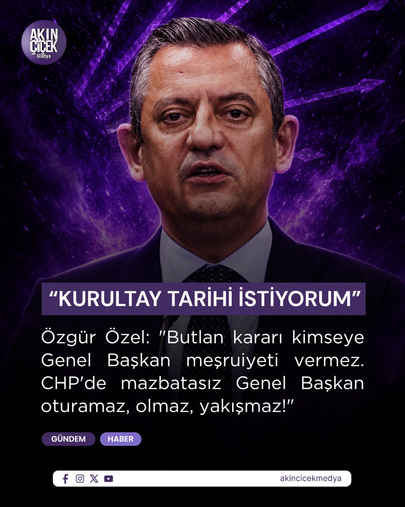 Özgür Özel, Ankara Güvenpark’ta düzenlenen mitingde partisindeki tartışmalara ilişkin dikkat çeken açıklamalarda bulundu. Olası bir butlan kararının kimseye genel başkanlık meşruiyeti kazandırmayacağını belirten Özel, “Butlan kararı kimseye Genel Başkan meşruiyeti vermez. CHP’de mazbatasız Genel Başkan oturamaz, olmaz, yakışmaz” dedi.

Kurultay konusunda net mesajlar veren Özel, “Hangi delegeyle istiyorsanız, her delegeyle yarışa varım. Bir kurultay tarihi verin. 2 milyon CHP’linin önüne koyalım, halk kimi istediğini seçsin. Kurultay’dan korkmuyorum. Bütün üyelerle birlikte ön seçim istiyorum” diye konuştu.

Özel ayrıca, ön seçimde yeterli desteği alamaması halinde göreve aday olmayacağını da açıklayarak, “Eğer ön seçimde yüzde 85’in altında oy alırsam, göreve talip olmayacağım. Söz veriyorum” dedi.