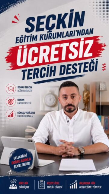 YKS tercih dönemi başladı, doğru tercih için doğru adres ➡️ Seçkin Eğitim Kurumları!

Ofisimizde, Seçkin Eğitim Kurumları Rehberlik Öğretmeni Ercan Şahin’i ağırlayarak YKS tercih sürecinde adayların en çok merak ettiği soruları konuştuk.

Üniversite tercihi, geleceği şekillendiren en önemli adımlardan biri. Bu süreçte Seçkin Eğitim Kurumları, uzman rehberlik ekibiyle ücretsiz tercih danışmanlığı hizmeti sunarak tüm üniversite adaylarının ve ailelerinin yanında oluyor. 

🎯 Siz de puanınıza ve hedeflerinize en uygun üniversite ve bölümü seçmek istiyorsanız, Seçkin Eğitim Kurumları’nın ücretsiz tercih danışmanlığı hizmetinden yararlanabilirsiniz. 

🏫 Seçkin Bilim Koleji

📍 Adres: Cumhuriyet Mahallesi, 1358 Sokak, No: 208, Altınordu / Ordu
☎️ Telefon: 0452 666 55 22

🏫 Seçkin Özel Öğretim Kursu

📍 Adres: Şarkiye Mahallesi, Osmanpaşa Caddesi, No: 66, Altınordu / Ordu
☎️ Telefon: 0442 600 02 22

#Ordu #Tanıtım #2026YKS