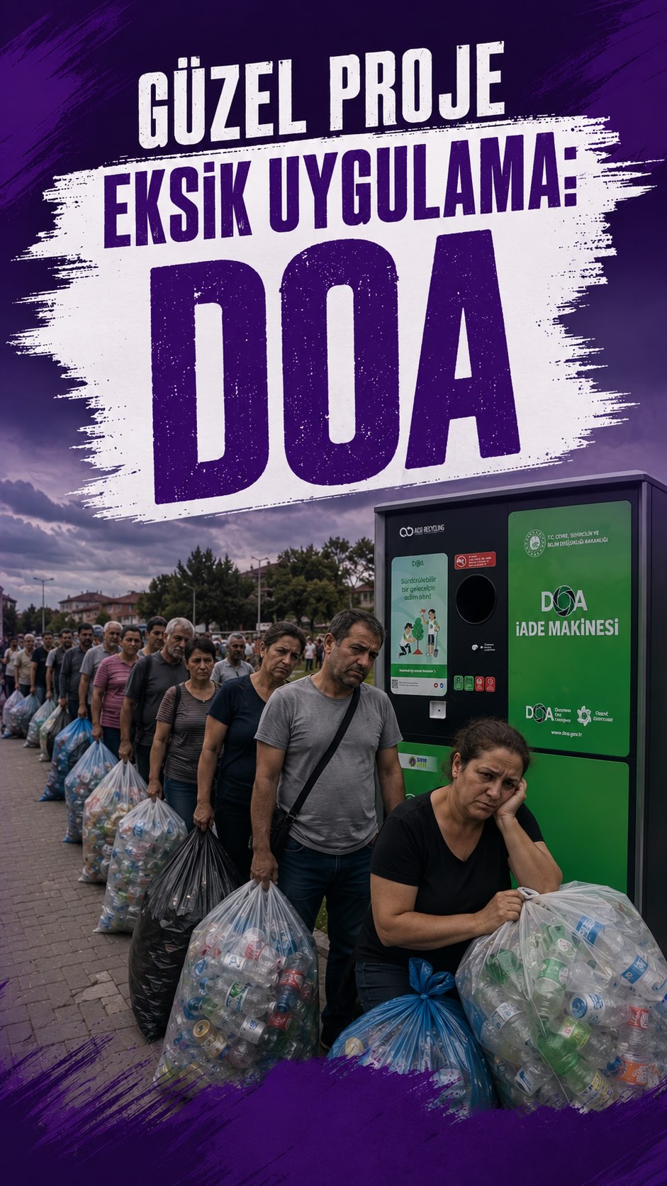 DOA Projesi Güzel, Uygulamadaki Aksaklıklar Vatandaşı da Marketleri de Zorluyor

Çevre, Şehircilik ve İklim Değişikliği Bakanlığı koordinasyonunda, Türkiye Çevre Ajansı (TÜÇA) tarafından hayata geçirilen Depozitosu Olan Ambalajlar (DOA) sistemi, çevreyi korumayı ve geri dönüşümü teşvik etmeyi amaçlayan önemli projelerden biri olarak 81 ilde uygulanmaya başladı. Sistem kapsamında vatandaşlar, DOA logolu içecek ambalajlarını iade ederek her şişe için 1 TL teşvik bedeli alabiliyor. 

Ancak Ordu’da uygulamanın henüz yeterli altyapıyla desteklenmemesi, vatandaşların ve market çalışanlarının mağduriyet yaşamasına neden oluyor. Kentte depozito iade noktalarının sınırlı sayıda olması nedeniyle vatandaşlar ellerindeki şişeleri teslim etmek için uzun süre beklemek zorunda kalıyor. Özellikle çuvallarla gelen vatandaşların ardından makinelerin kısa sürede dolması, iade işlemlerinin durmasına yol açıyor.

Yaşanan yoğunluk karşısında makinelerle ilgilenen görevli sayısının yetersiz kalması da süreci daha da zorlaştırıyor. Bu durum hem geri dönüşüm yapmak isteyen vatandaşların hem de market çalışanlarının iş yükünü artırıyor.

DOA sistemi çevre adına önemli ve değerli bir adım. Ancak böylesine kapsamlı bir projenin başarılı olabilmesi için yeterli sayıda iade noktası oluşturulması, makine kapasitelerinin artırılması ve teknik destek ekiplerinin güçlendirilmesi büyük önem taşıyor. Aksi halde iyi niyetle başlatılan bu çevreci uygulama, sahadaki aksaklıklar nedeniyle amacına ulaşmakta zorlanabilir.