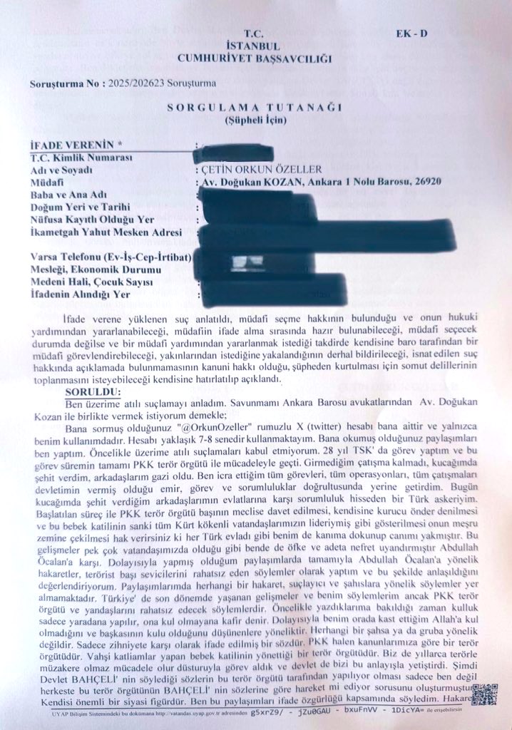 EMEKLİ ALBAY ORKUN ÖZELLER TUTUKLANDI